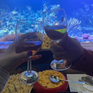 Wine glasses at tank